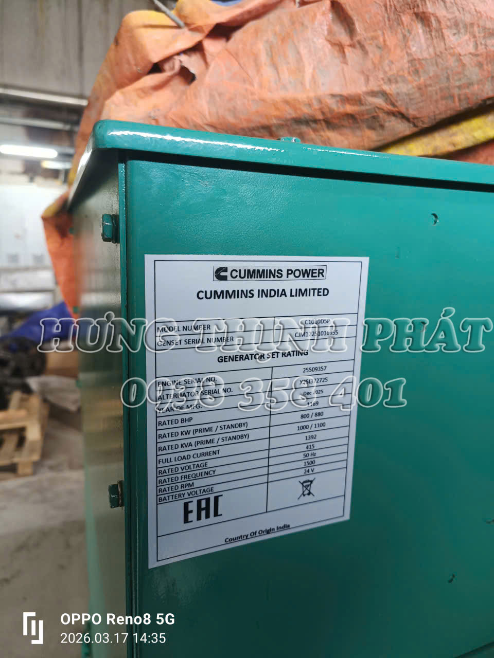 chạy thử máy phát điện Cummins 1100kVA