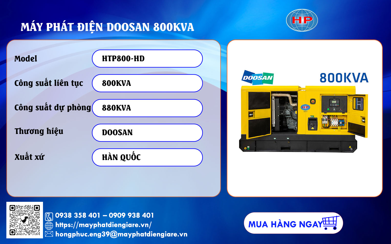 máy phát điện doosan 800kva