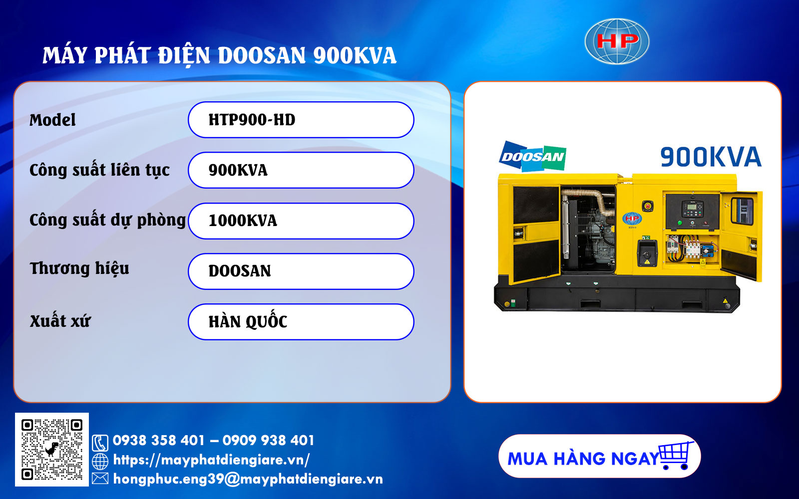 máy phát điện doosan 900kva