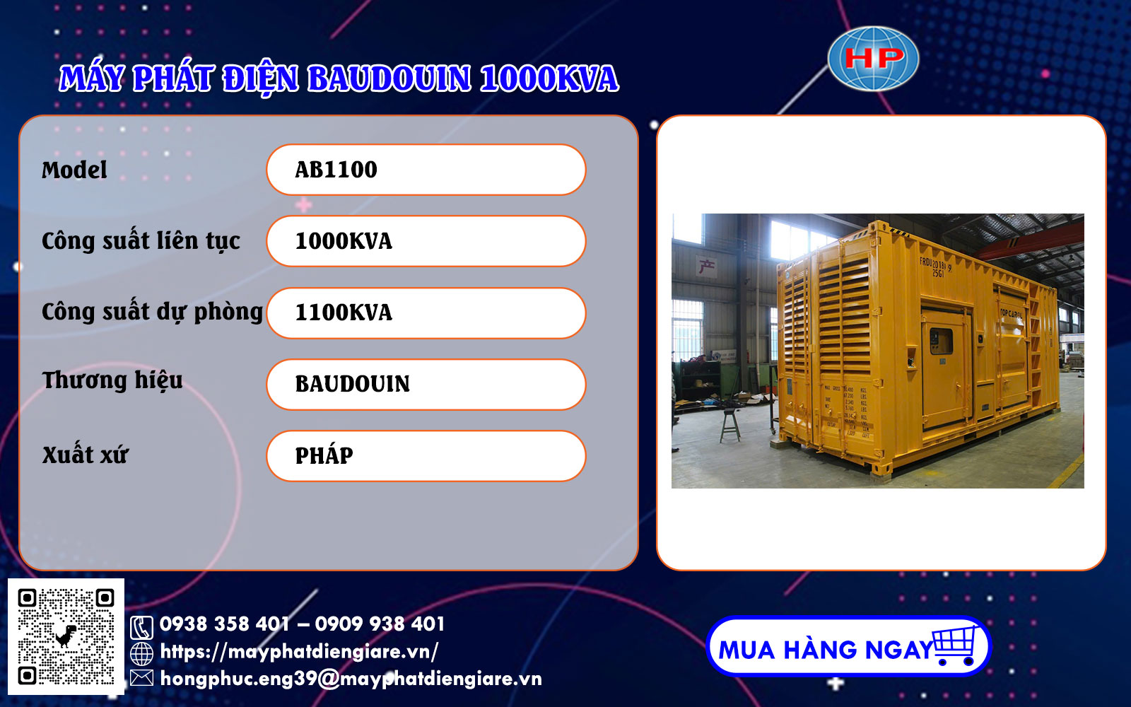 Máy phát điện Baudouin 1000kVA